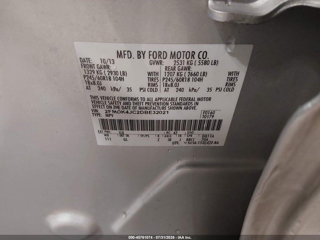2FMDK4JC2DBE32021 2013 FORD EDGE photo no. 9
