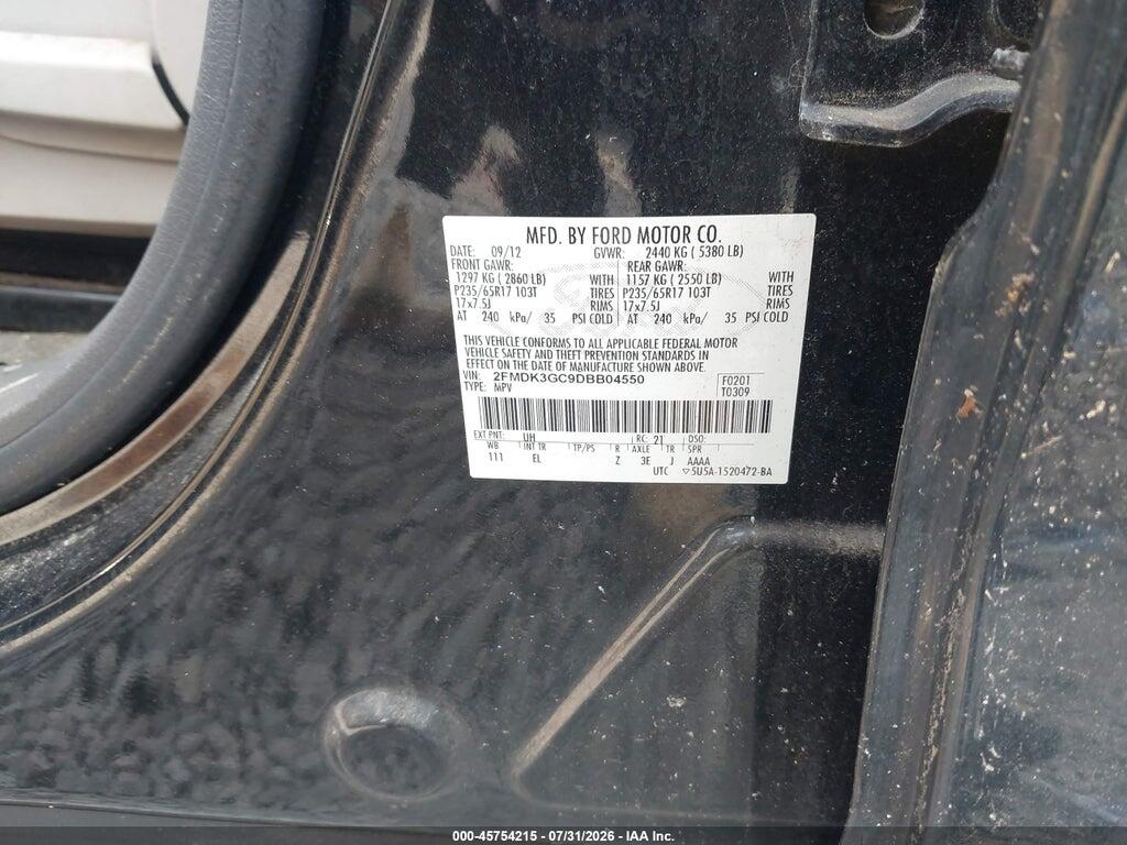 2FMDK3GC9DBB04550 2013 FORD EDGE photo no. 9