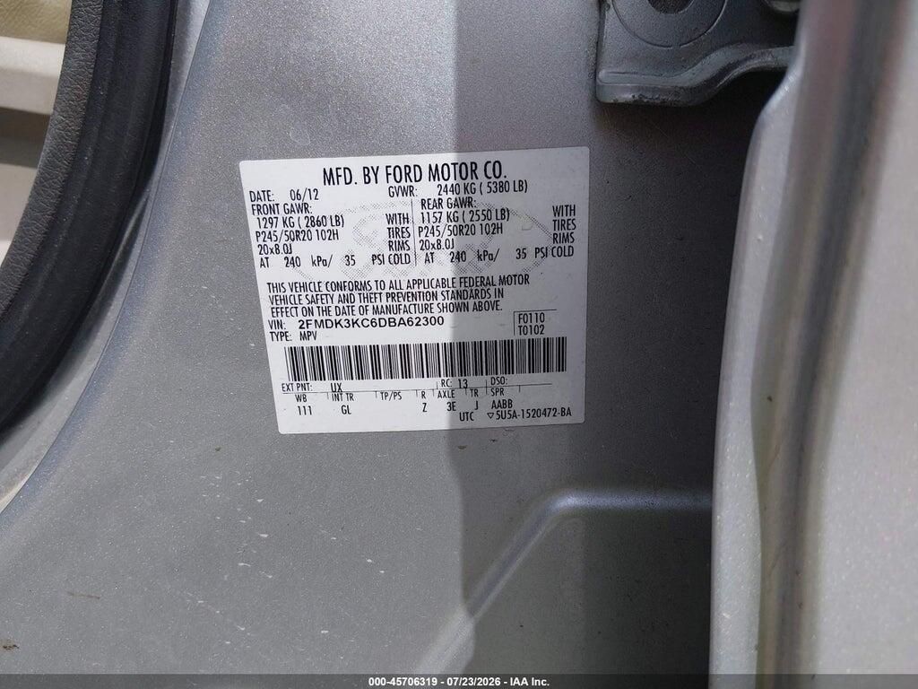 2FMDK3KC6DBA62300 2013 FORD EDGE photo no. 9