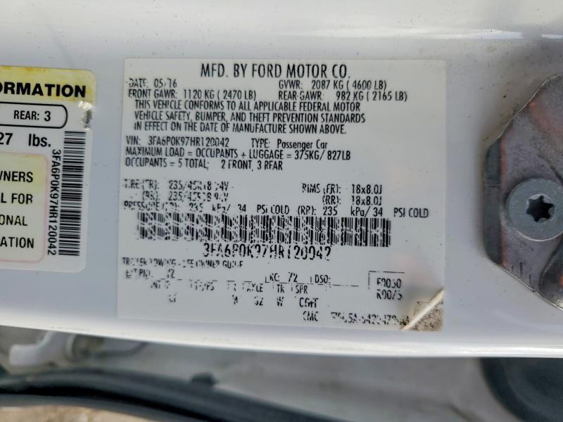 3FA6P0K97HR120042 2017 FORD FUSION photo no. 12