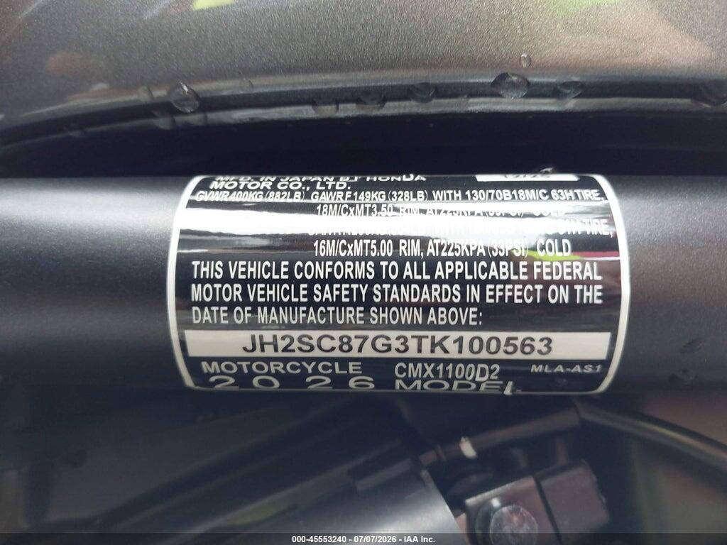 JH2SC87G3TK100563 2026 HONDA CMX1100 photo no. 10
