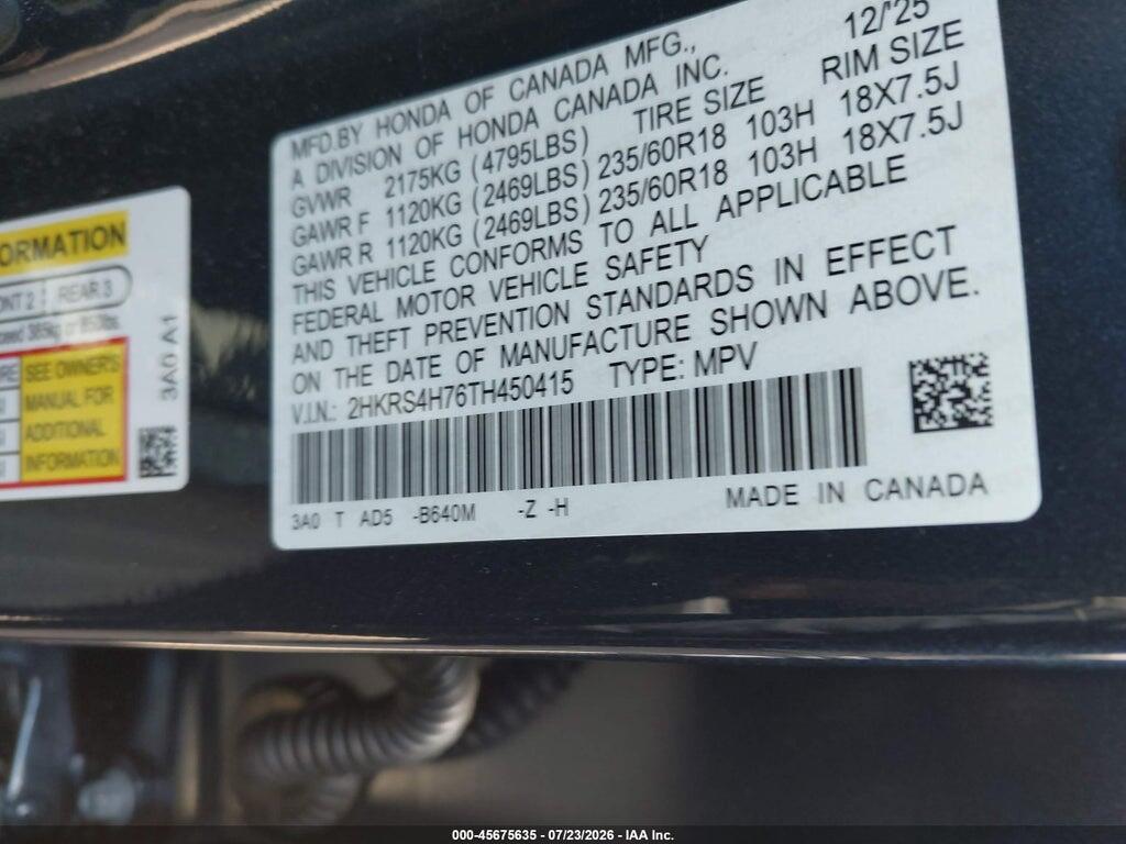 2HKRS4H76TH450415 2026 HONDA CR-V photo no. 9
