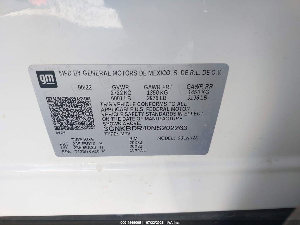 3GNKBDR40NS202263 2022 CHEVROLET BLAZER photo no. 9