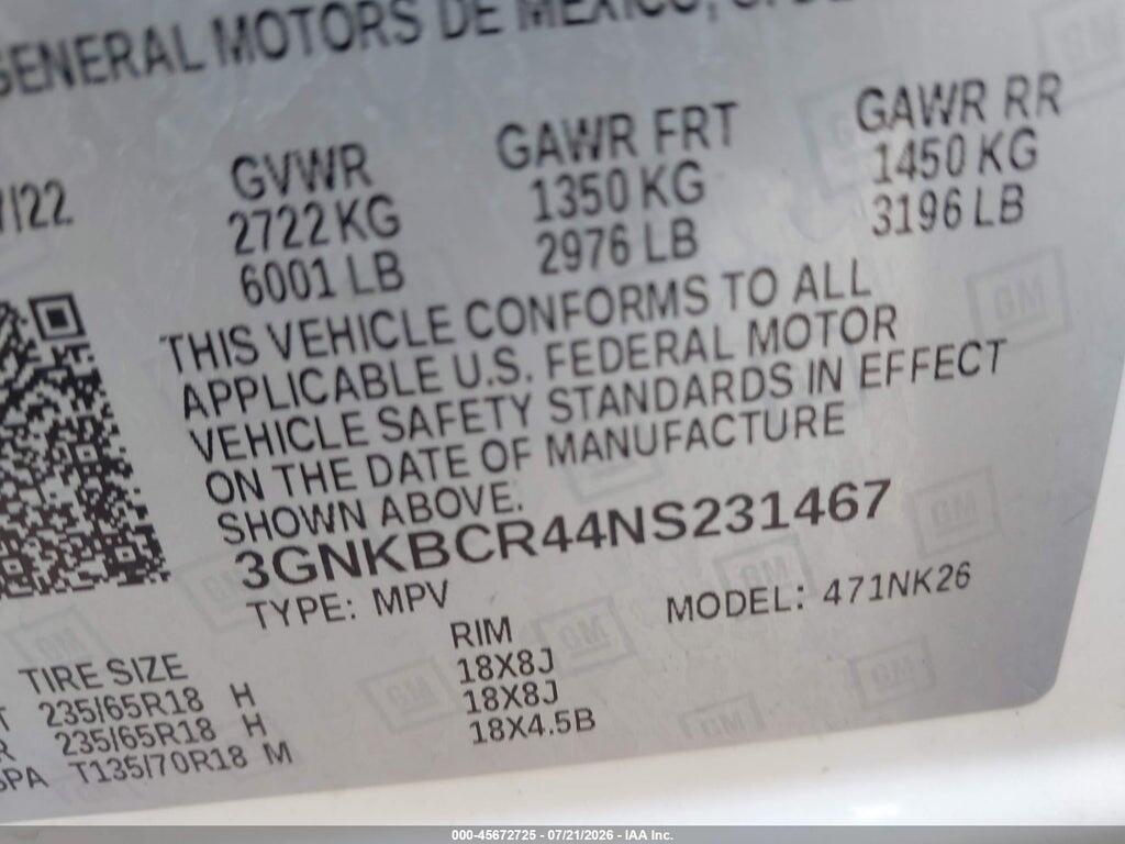 3GNKBCR44NS231467 2022 CHEVROLET BLAZER photo no. 9