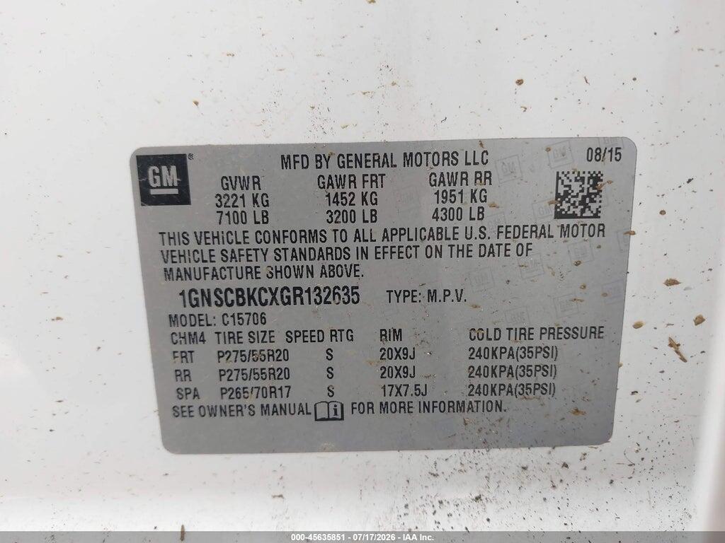 1GNSCBKCXGR132635 2016 CHEVROLET TAHOE photo no. 9