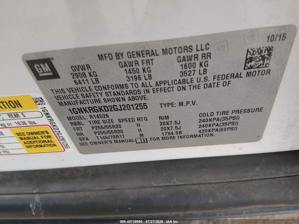 1GNKRGKD2GJ201255 2016 CHEVROLET TRAVERSE photo no. 9