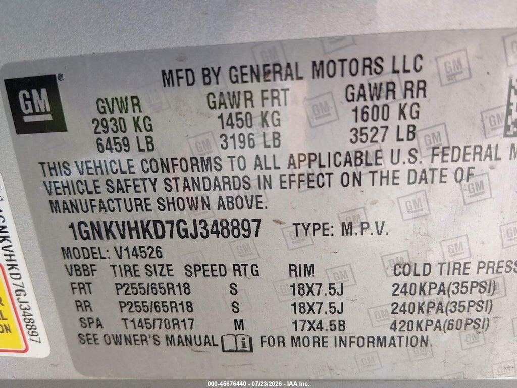 1GNKVHKD7GJ348897 2016 CHEVROLET TRAVERSE photo no. 9