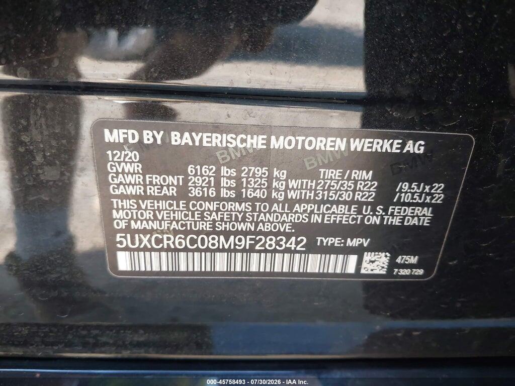5UXCR6C08M9F28342 2021 BMW X5 photo no. 9