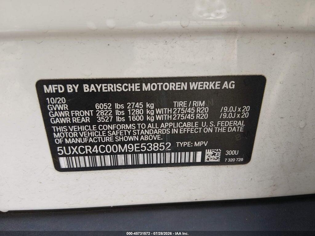 5UXCR4C00M9E53852 2021 BMW X5 photo no. 9