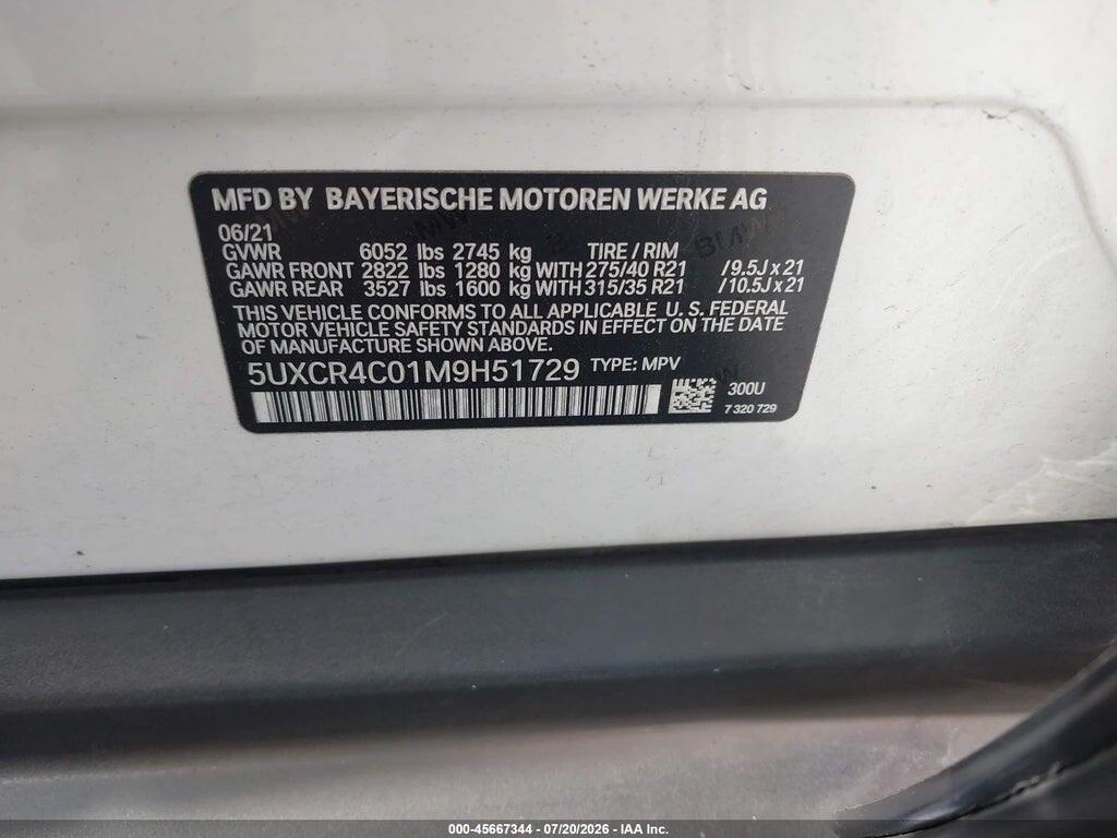 5UXCR4C01M9H51729 2021 BMW X5 photo no. 9