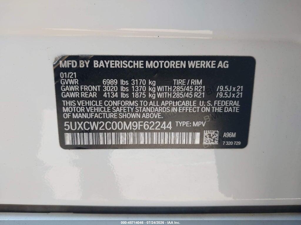 5UXCW2C00M9F62244 2021 BMW X7 photo no. 9
