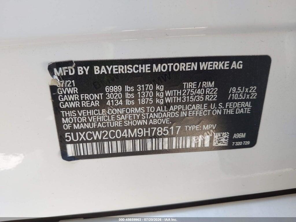 5UXCW2C04M9H78517 2021 BMW X7 photo no. 9