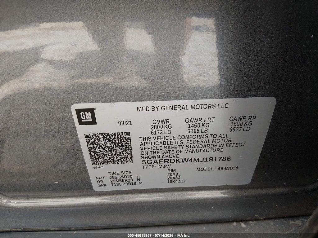 5GAERDKW4MJ181786 2021 BUICK ENCLAVE photo no. 9