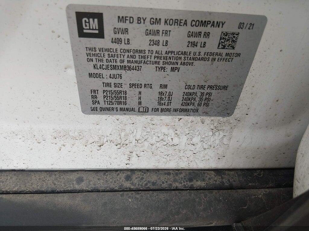 KL4CJESMXMB364437 2021 BUICK ENCORE photo no. 9