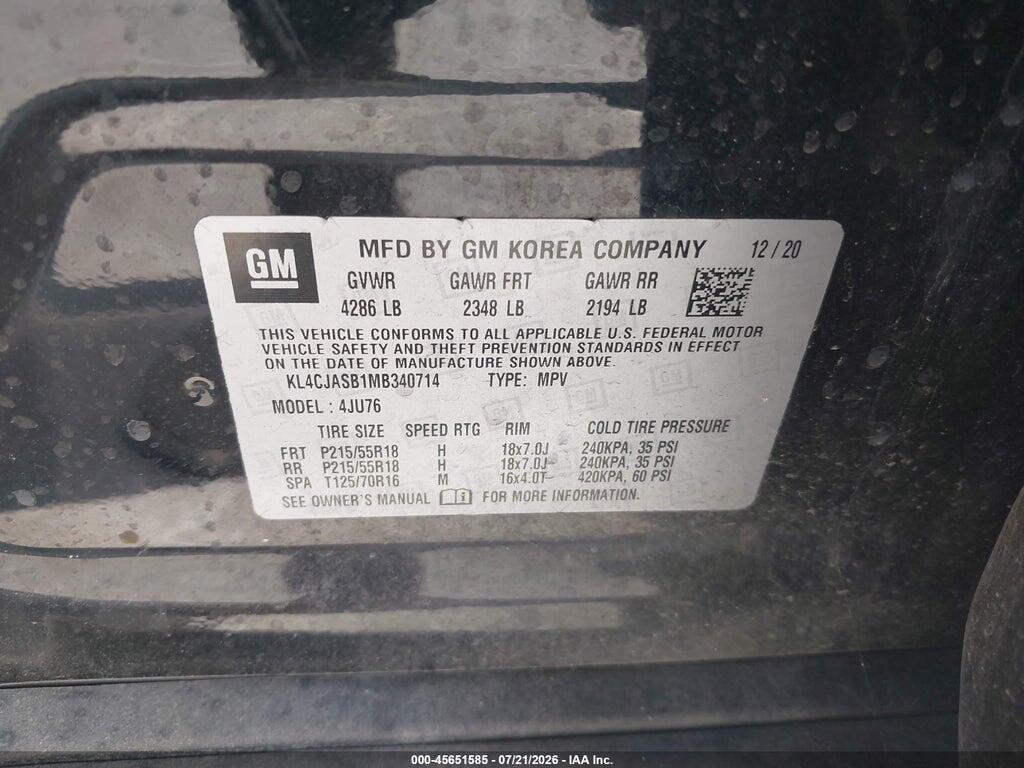 KL4CJASB1MB340714 2021 BUICK ENCORE photo no. 9