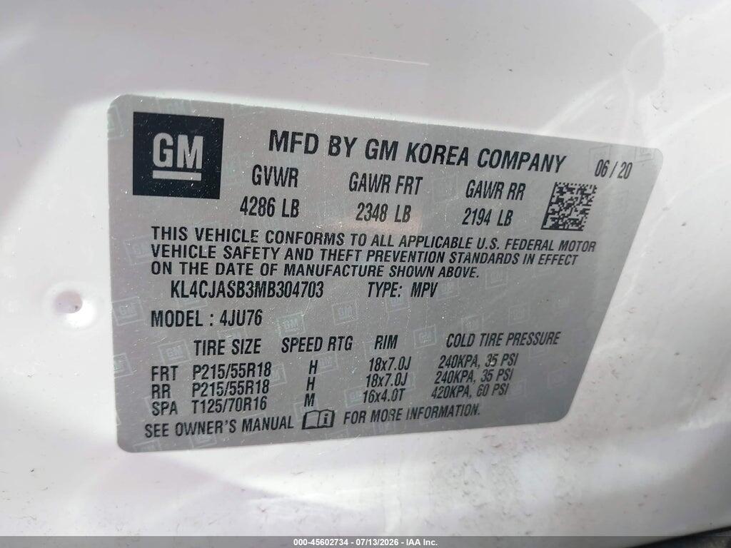 KL4CJASB3MB304703 2021 BUICK ENCORE photo no. 9