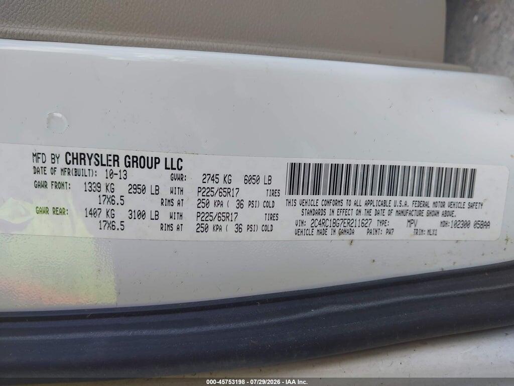 2C4RC1BG7ER211627 2014 CHRYSLER TOWN & COUNTRY photo no. 9