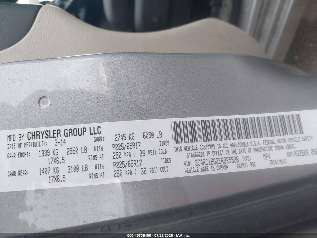 2C4RC1BG2ER325938 2014 CHRYSLER TOWN & COUNTRY photo no. 9