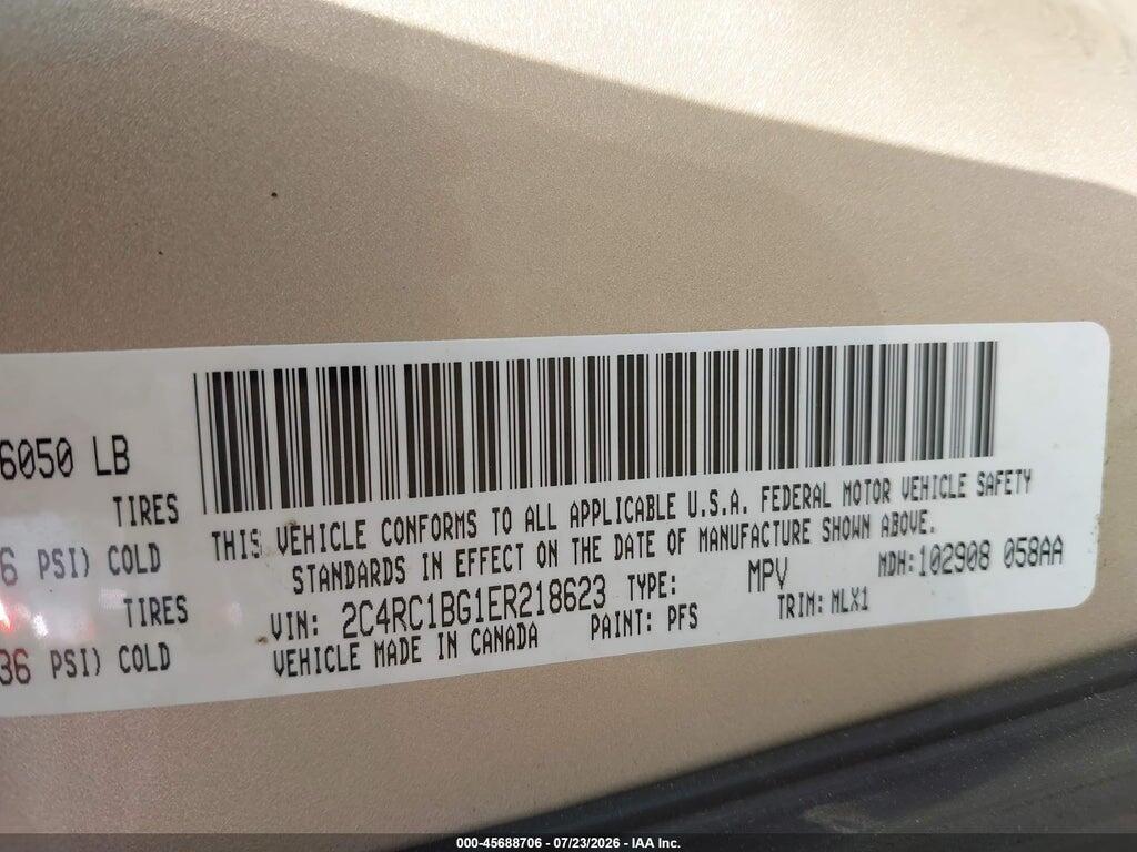 2C4RC1BG1ER218623 2014 CHRYSLER TOWN & COUNTRY photo no. 9