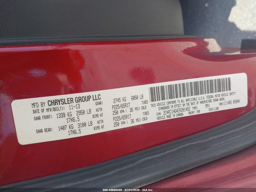 2C4RC1HG4ER201452 2014 CHRYSLER TOWN & COUNTRY photo no. 9
