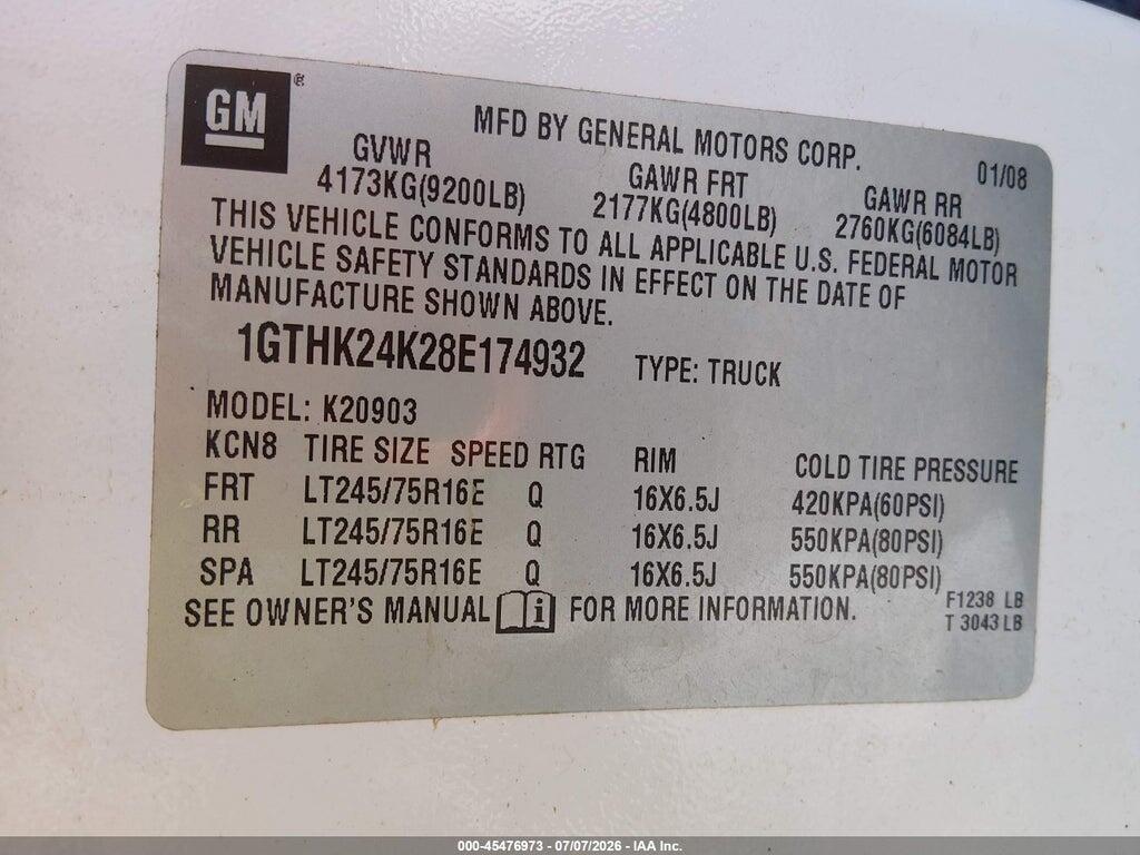 1GTHK24K28E174932 2008 GMC SIERRA 2500HD photo no. 9