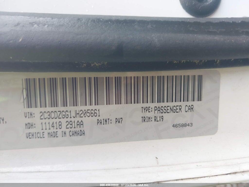 2C3CDZGG1JH205661 2018 DODGE CHALLENGER photo no. 9