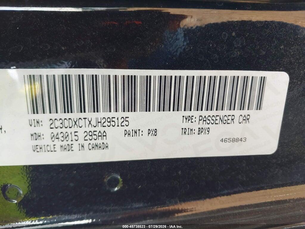 2C3CDXCTXJH295125 2018 DODGE CHARGER photo no. 9