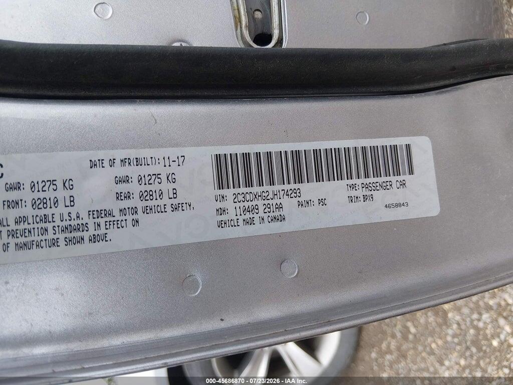 2C3CDXHG2JH174293 2018 DODGE CHARGER photo no. 9