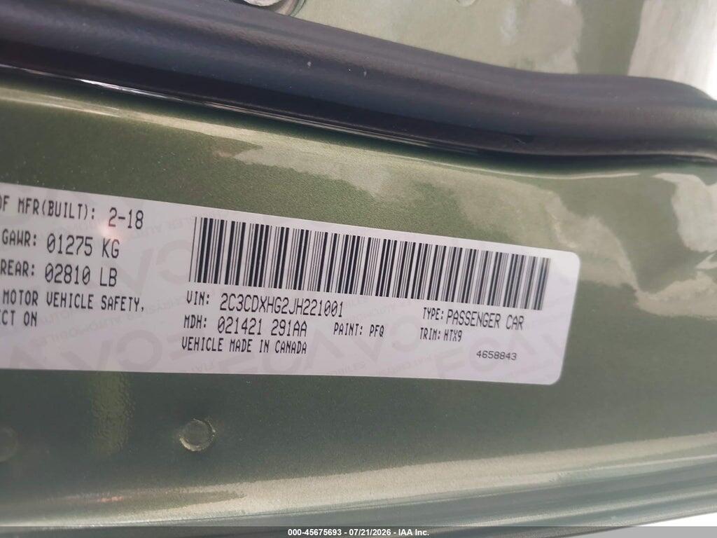 2C3CDXHG2JH221001 2018 DODGE CHARGER photo no. 9
