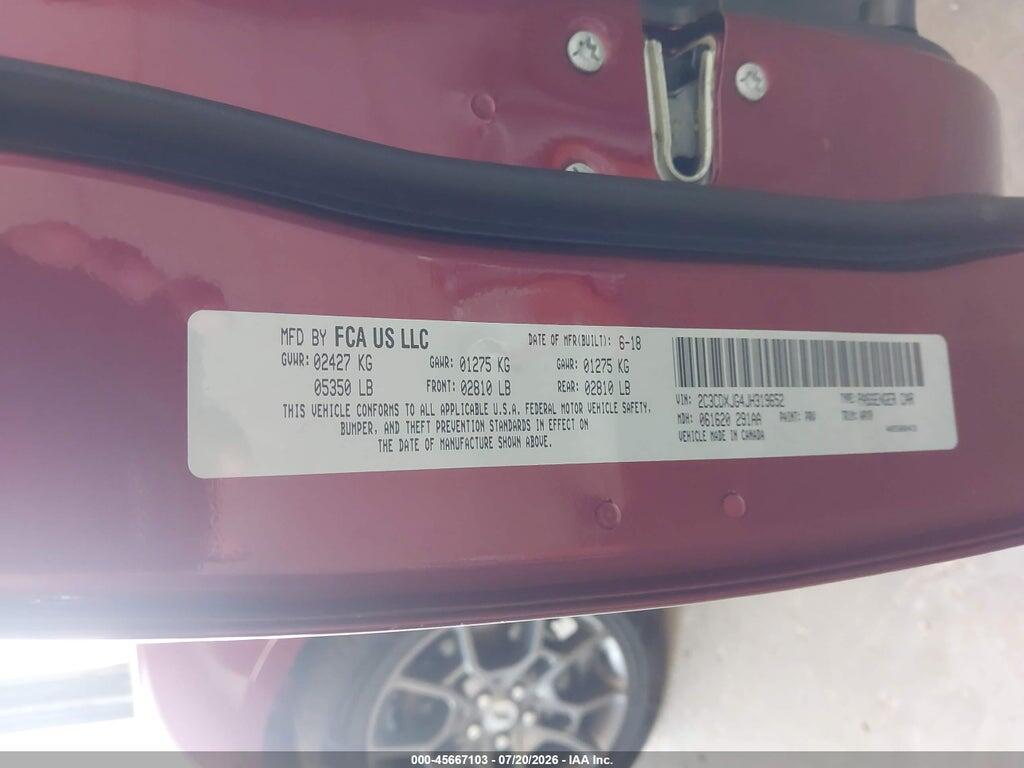 2C3CDXJG4JH319652 2018 DODGE CHARGER photo no. 9