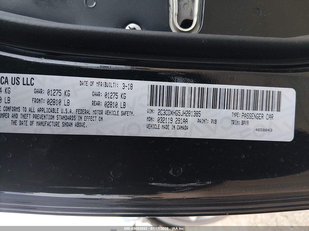 2C3CDXHG5JH281385 2018 DODGE CHARGER photo no. 9
