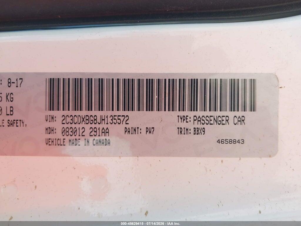 2C3CDXBG8JH135572 2018 DODGE CHARGER photo no. 9