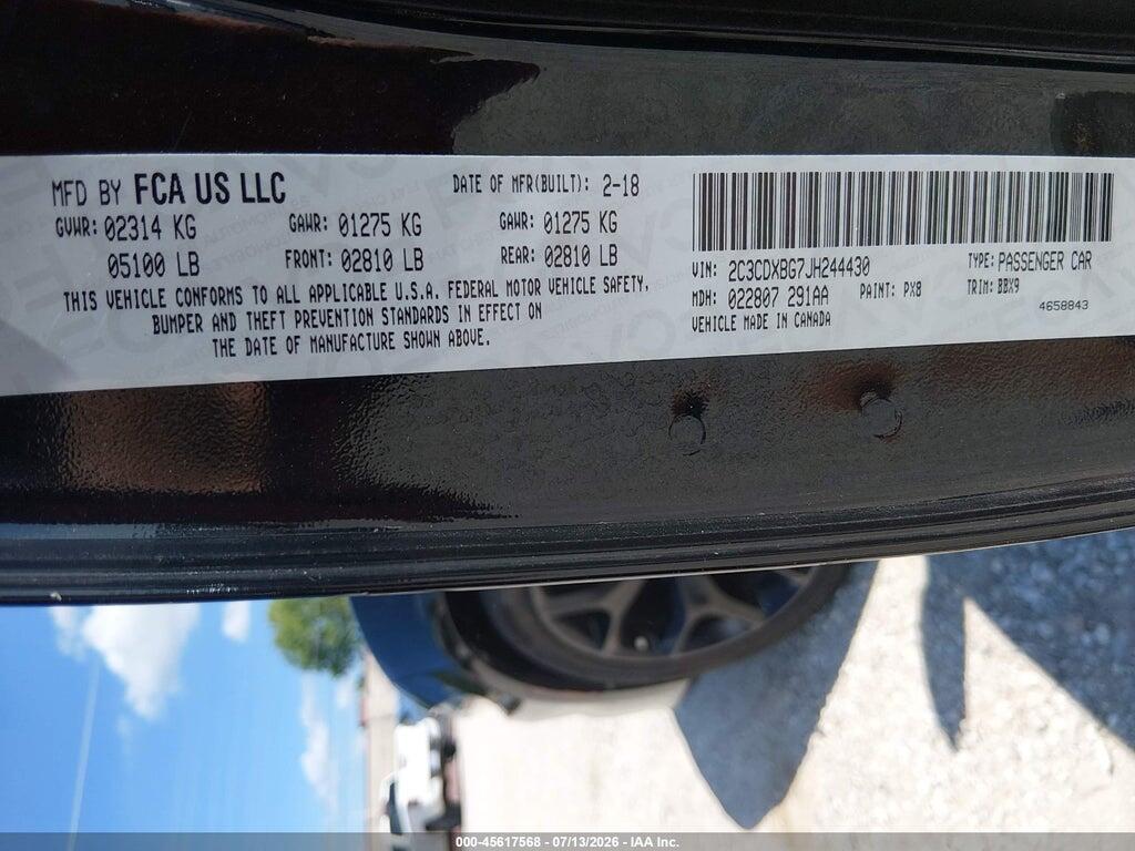 2C3CDXBG7JH244430 2018 DODGE CHARGER photo no. 9