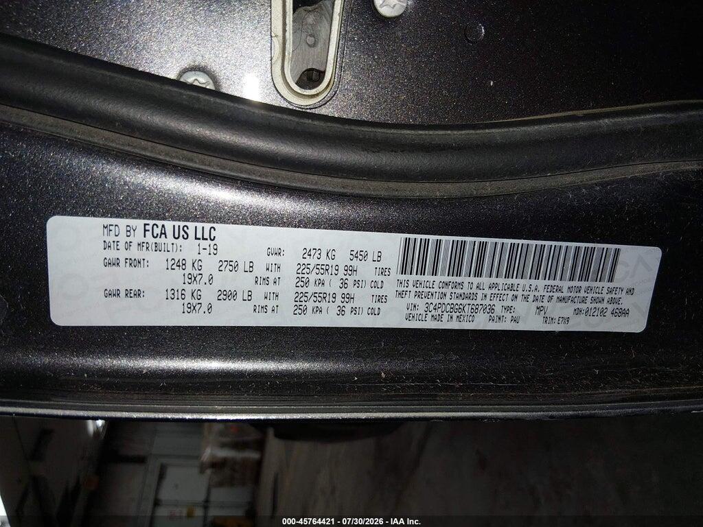 3C4PDCBG6KT687036 2019 DODGE JOURNEY photo no. 9
