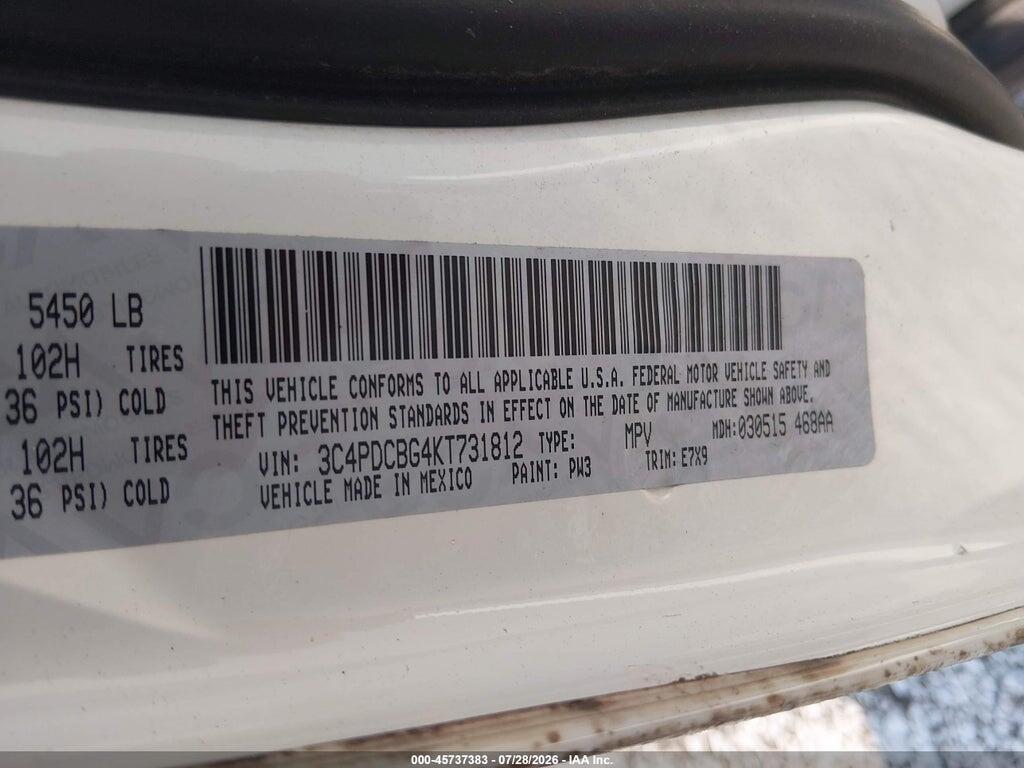 3C4PDCBG4KT731812 2019 DODGE JOURNEY photo no. 9
