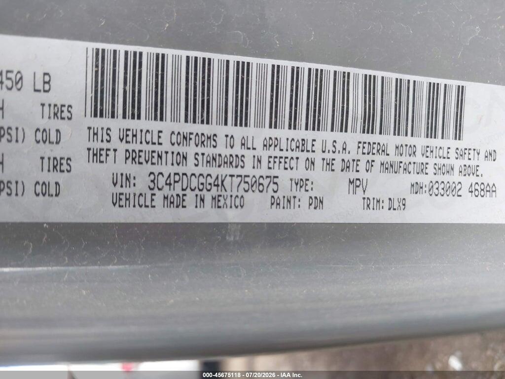 3C4PDCGG4KT750675 2019 DODGE JOURNEY photo no. 9