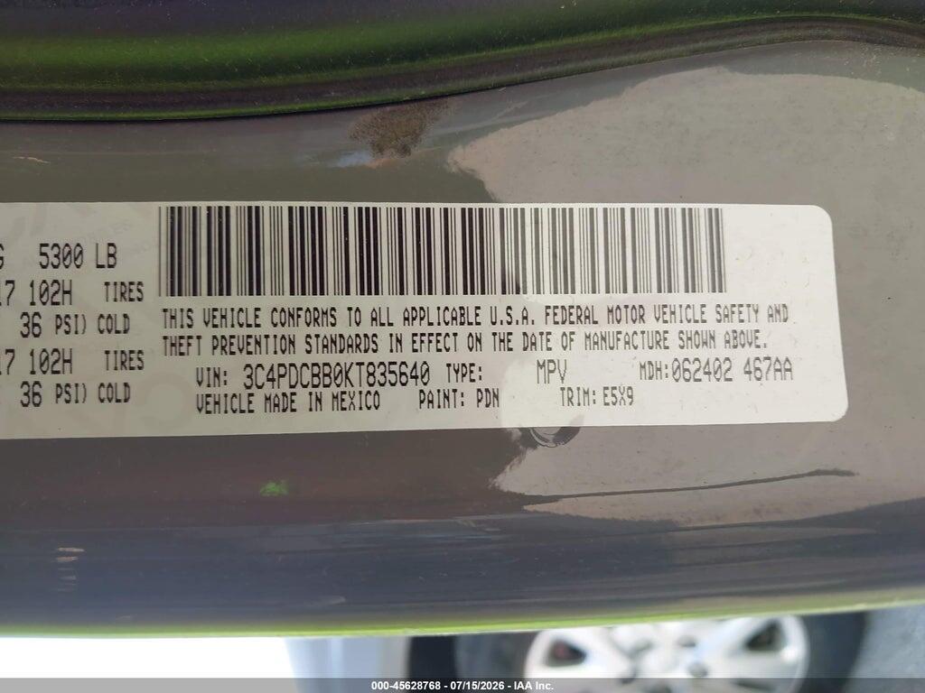 3C4PDCBB0KT835640 2019 DODGE JOURNEY photo no. 9