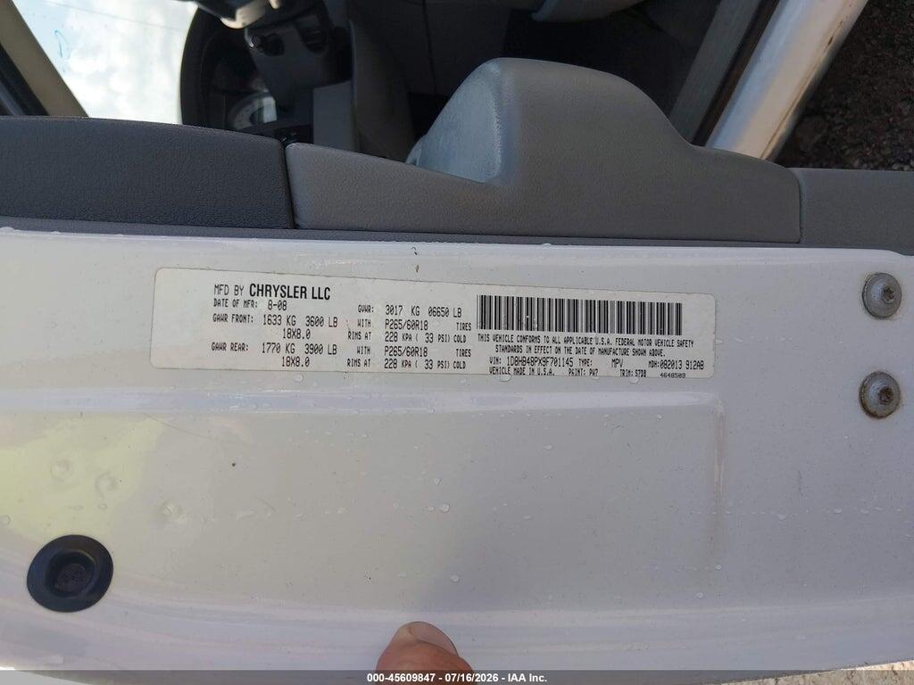 1D8HB48PX9F701145 2009 DODGE DURANGO photo no. 9