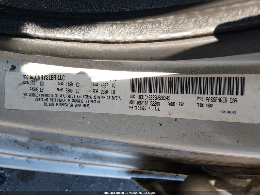 1B3LC46B99N528349 2009 DODGE AVENGER photo no. 9
