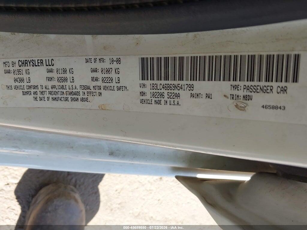 1B3LC46B69N541799 2009 DODGE AVENGER photo no. 9