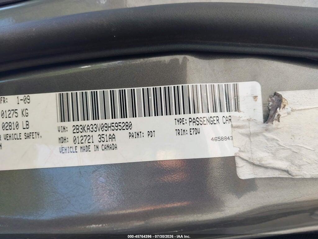 2B3KA33V09H595280 2009 DODGE CHARGER photo no. 9