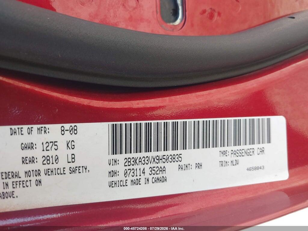 2B3KA33VX9H503835 2009 DODGE CHARGER photo no. 9