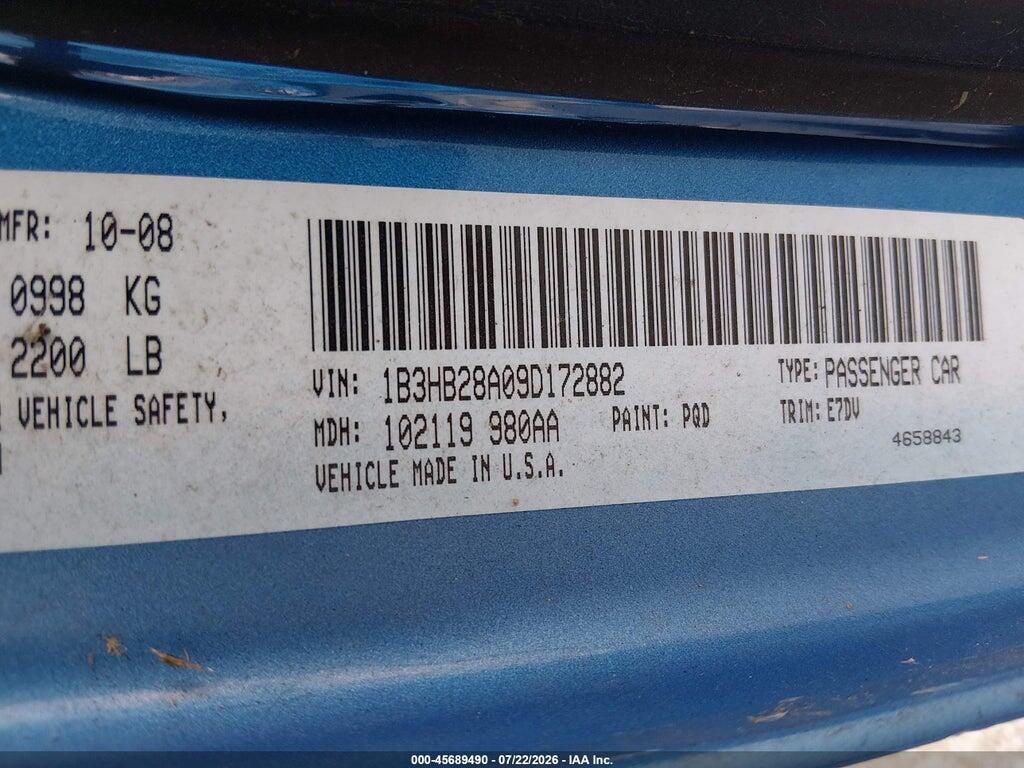 1B3HB28A09D172882 2009 DODGE CALIBER photo no. 9