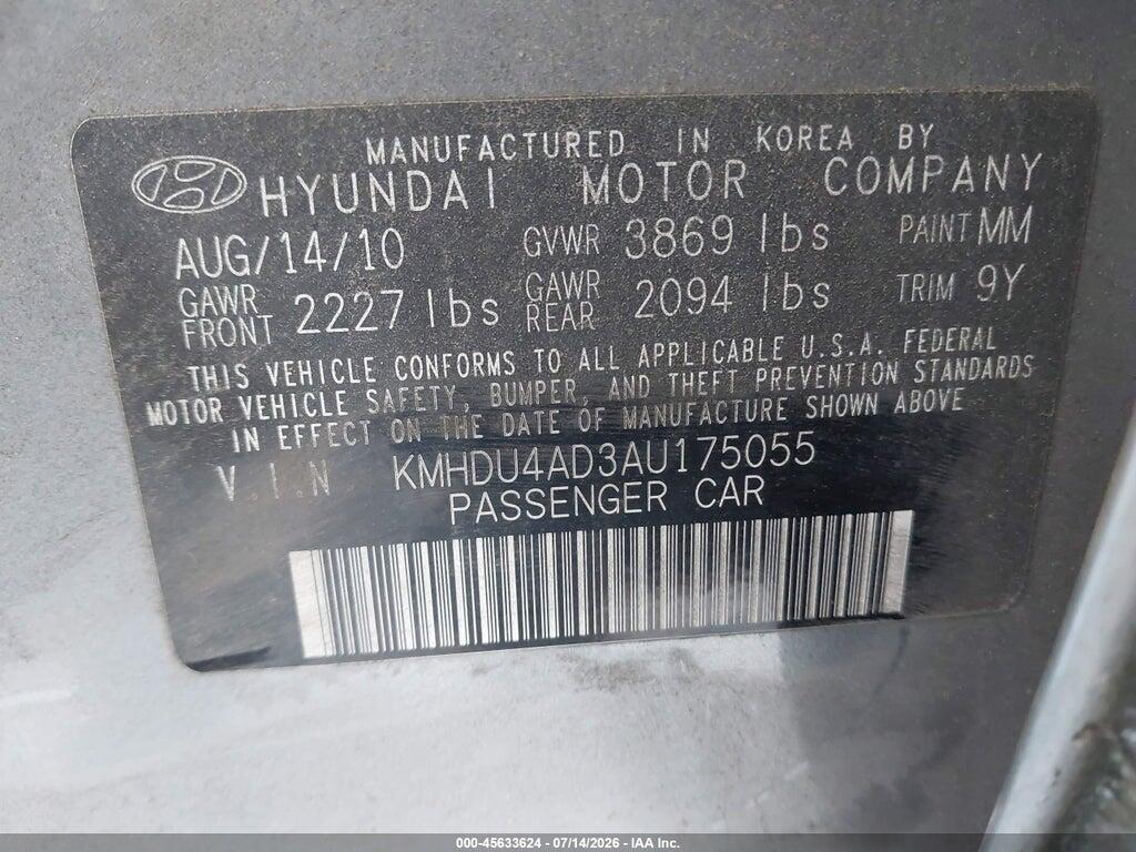 KMHDU4AD3AU175055 2010 HYUNDAI ELANTRA photo no. 9