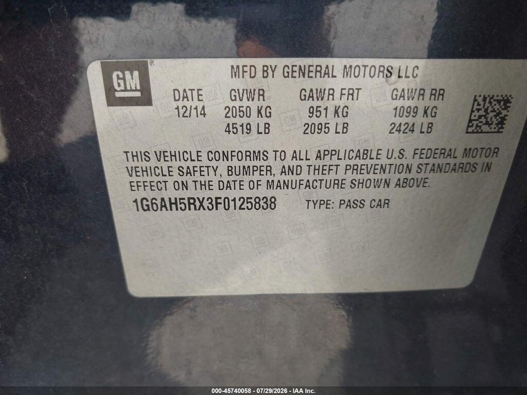 1G6AH5RX3F0125838 2015 CADILLAC ATS photo no. 9