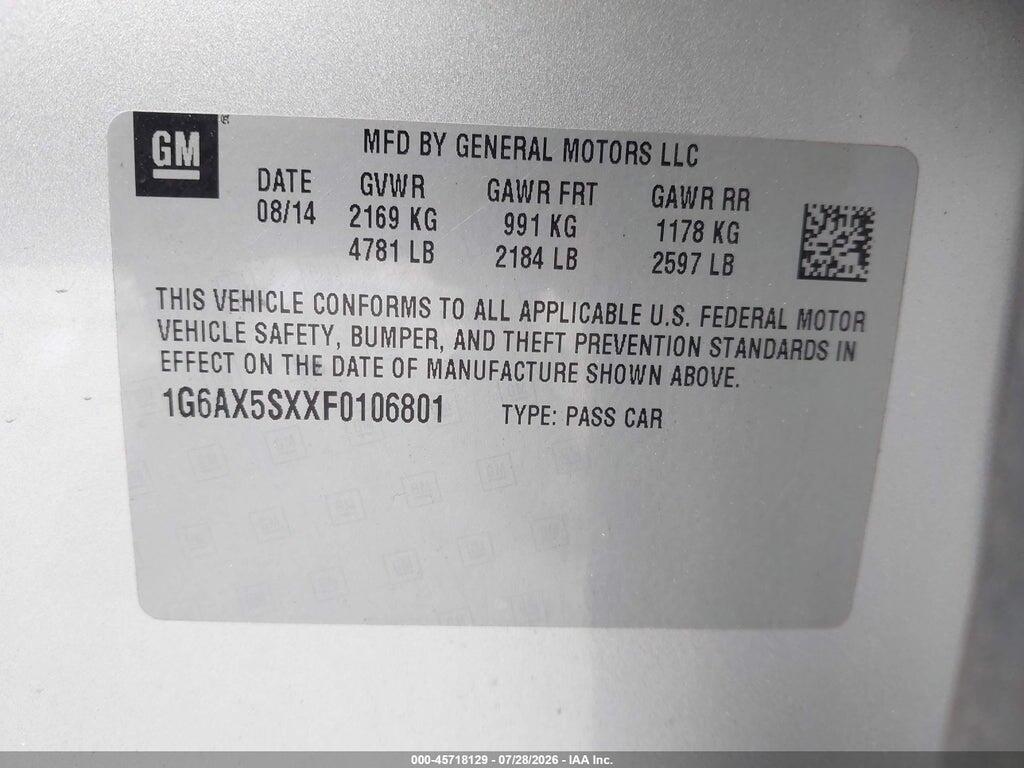 1G6AX5SXXF0106801 2015 CADILLAC CTS photo no. 9