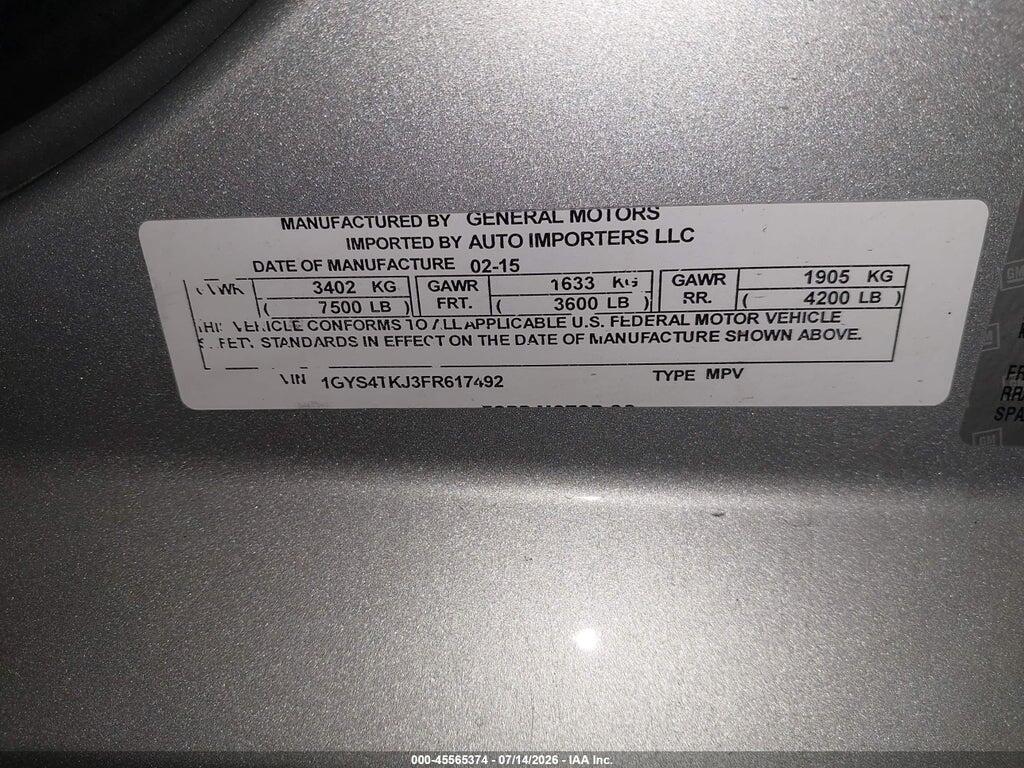 1GYS4TKJ3FR617492 2015 CADILLAC ESCALADE ESV photo no. 9