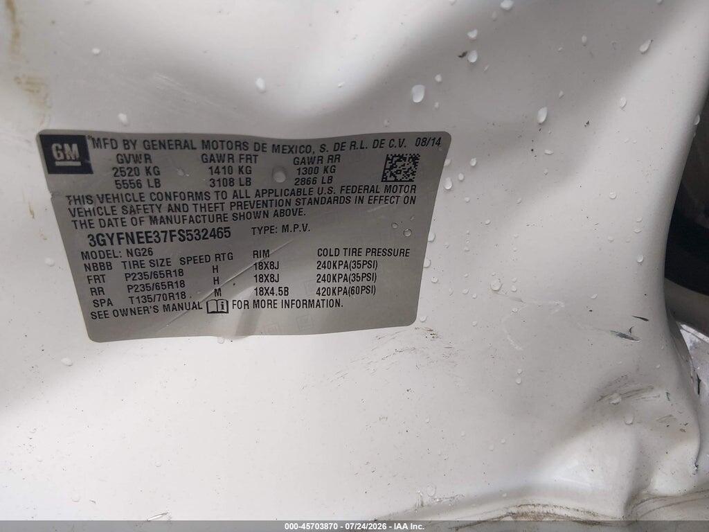 3GYFNEE37FS532465 2015 CADILLAC SRX photo no. 9