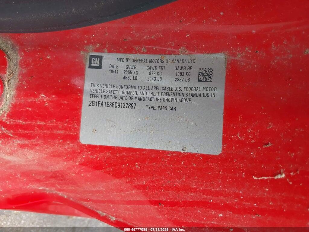 2G1FA1E36C9137897 2012 CHEVROLET CAMARO photo no. 9