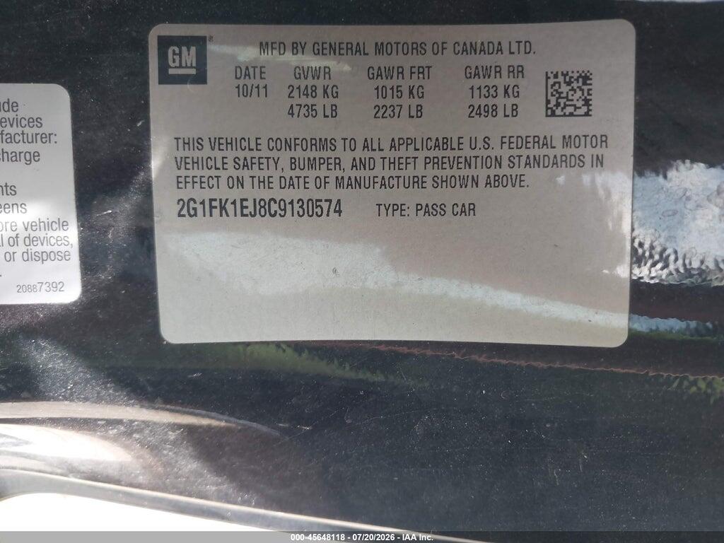 2G1FK1EJ8C9130574 2012 CHEVROLET CAMARO photo no. 9